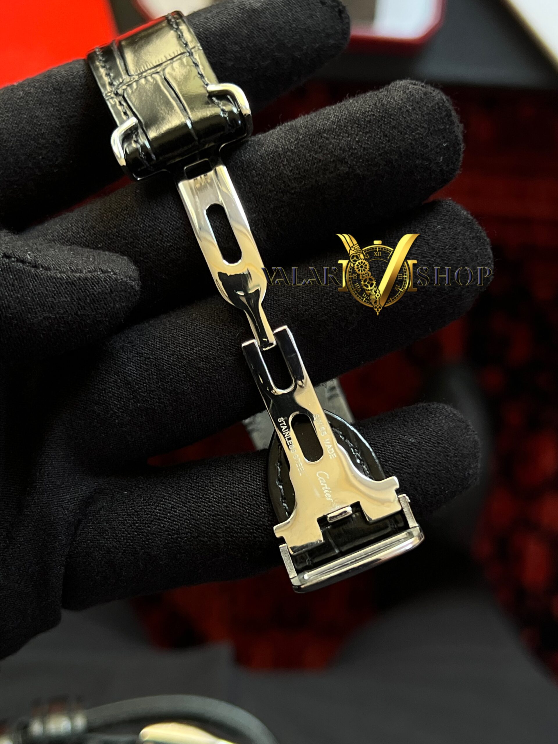 ساعت مردانه کارتیه دسانتوس مشکی cartier de santos - Image 5