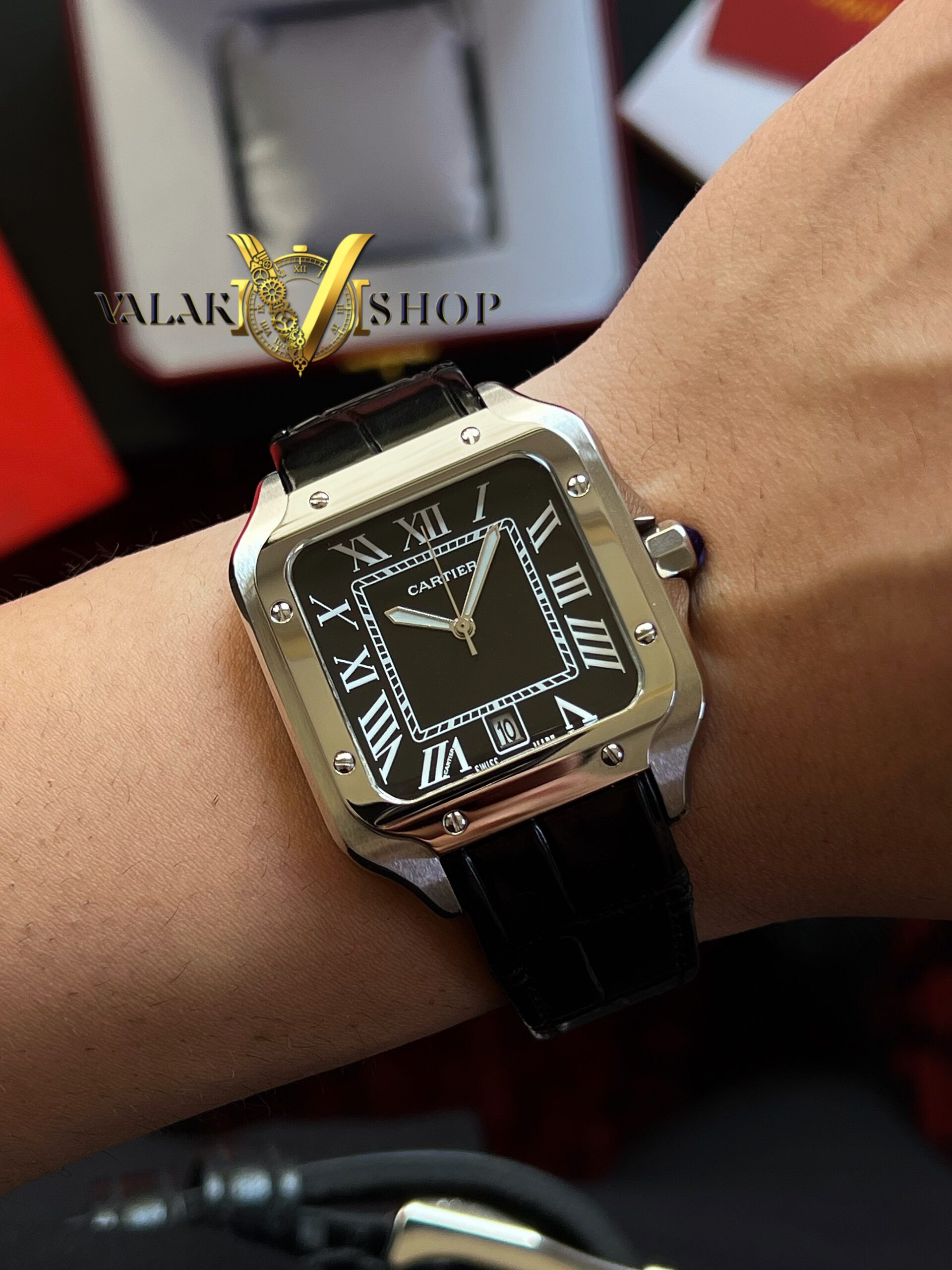 ساعت مردانه کارتیه دسانتوس مشکی cartier de santos