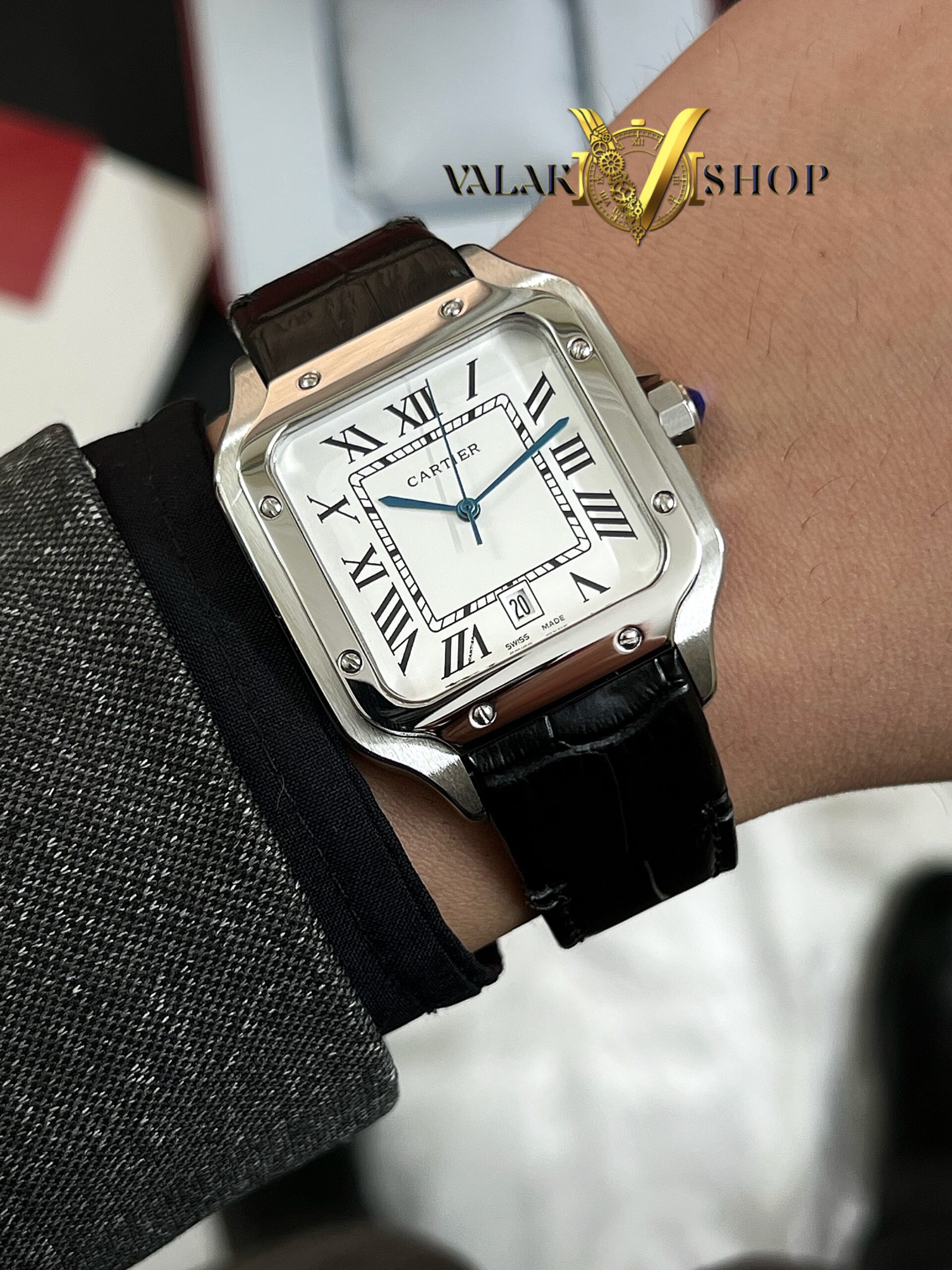 ساعت کارتیه دسانتوس بند چرمی Cartier de santoa