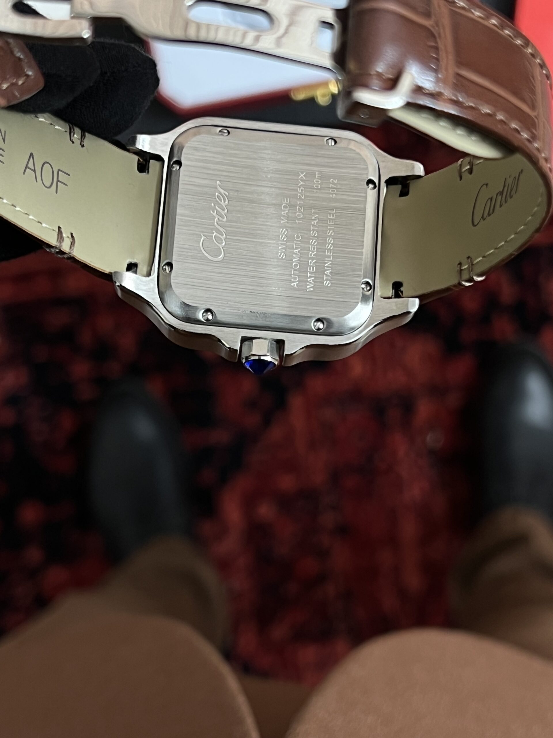 ساعت کارتیه دسانتوس بند چرمی قهوه ای Cartier De Santos - Image 4