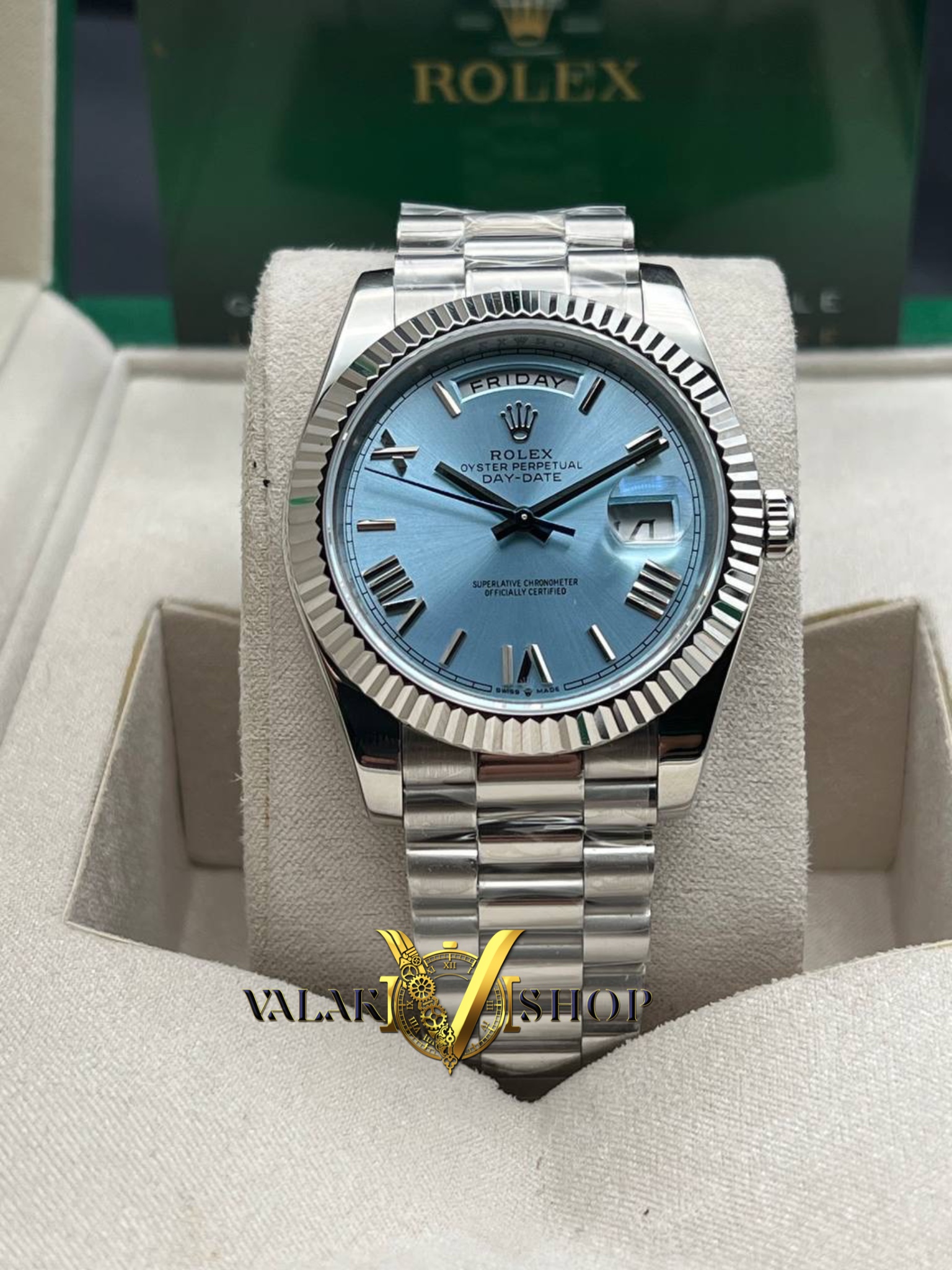 ساعت مردانه رولکس دی دیت اتوماتیک صفحه تیفانی Rolex Day Date
