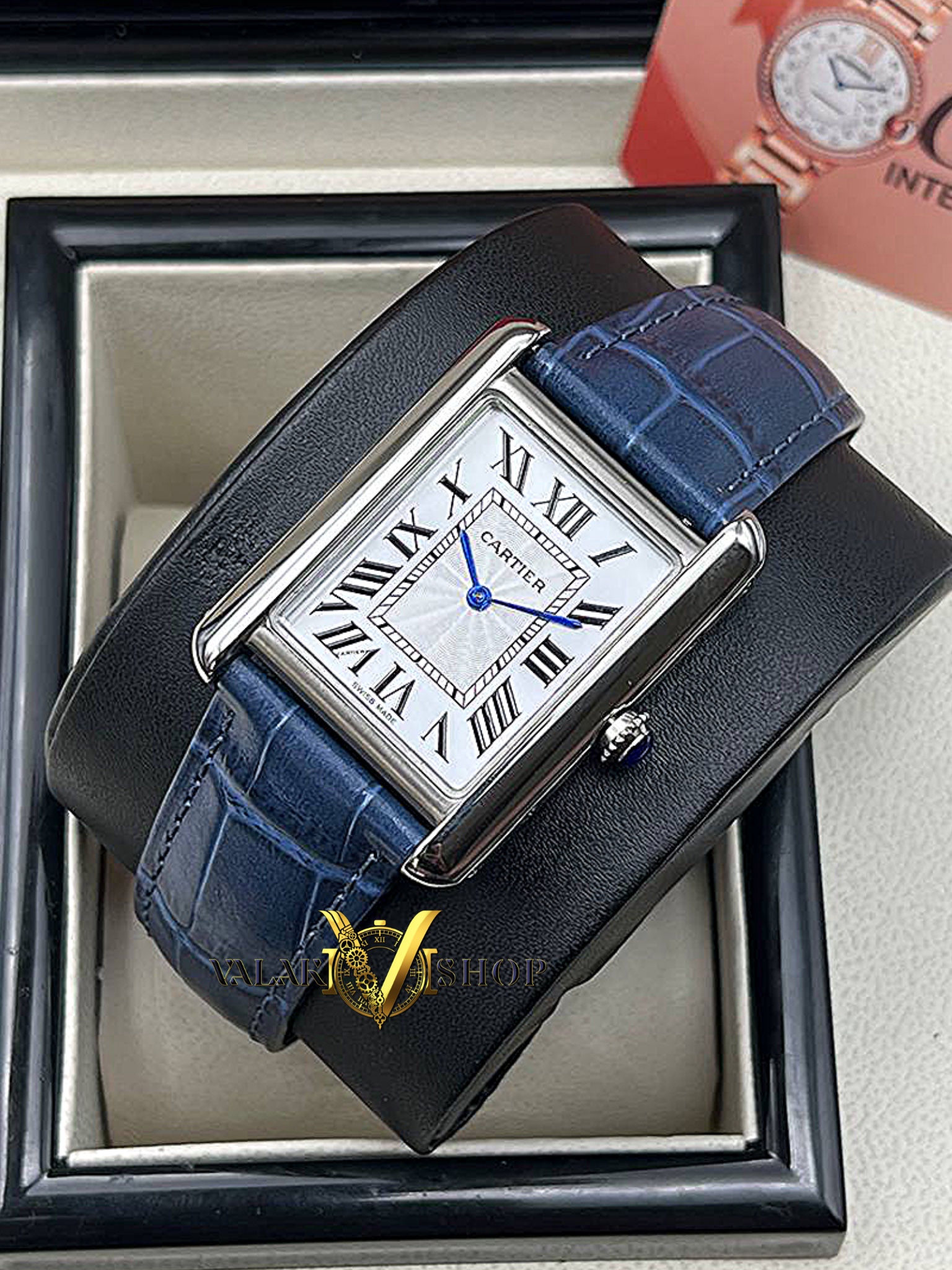 ساعت مردانه کارتیه تانک سورمه ای Cartier Tank