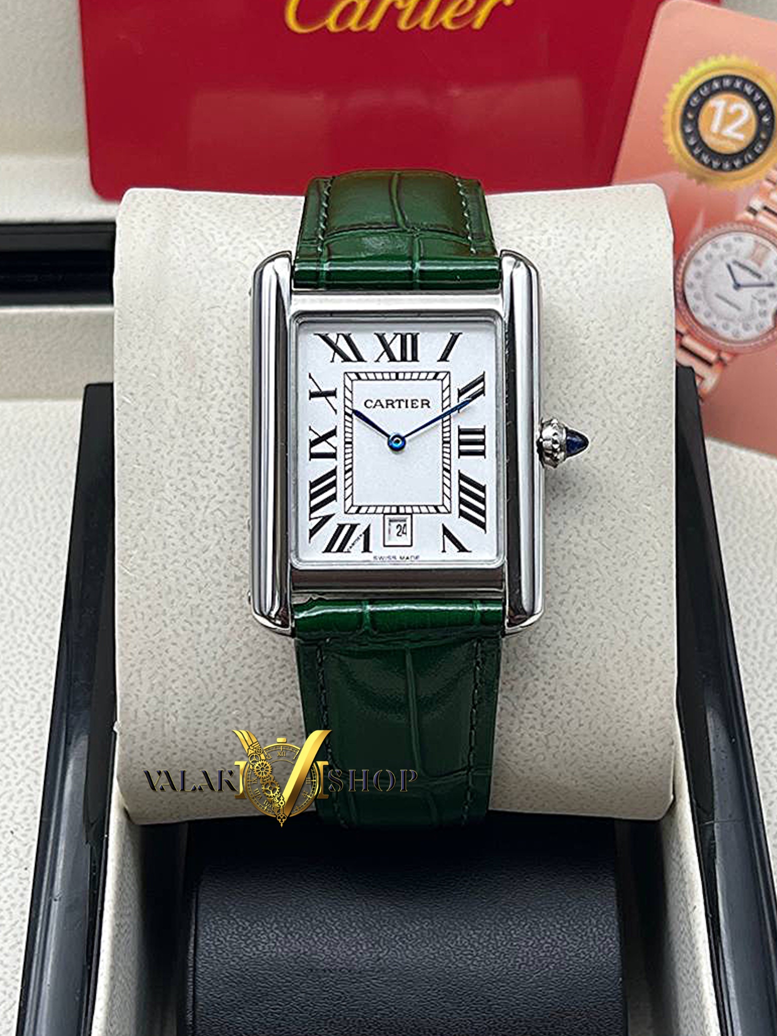 ساعت مردانه کارتیه تانک سبز Cartier Tank - Image 2