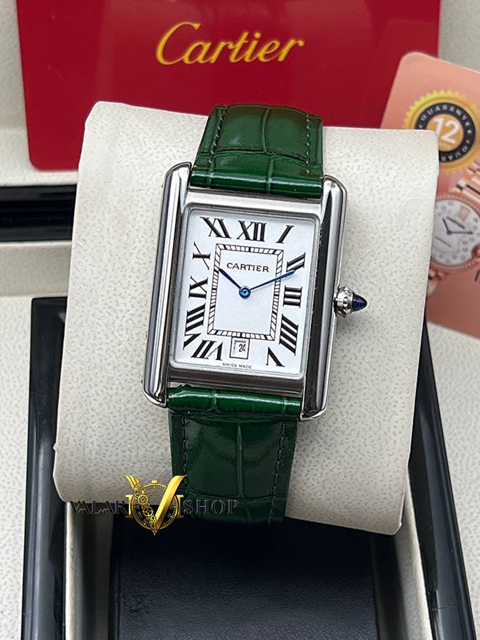 ساعت مردانه کارتیه تانک سبز Cartier Tank
