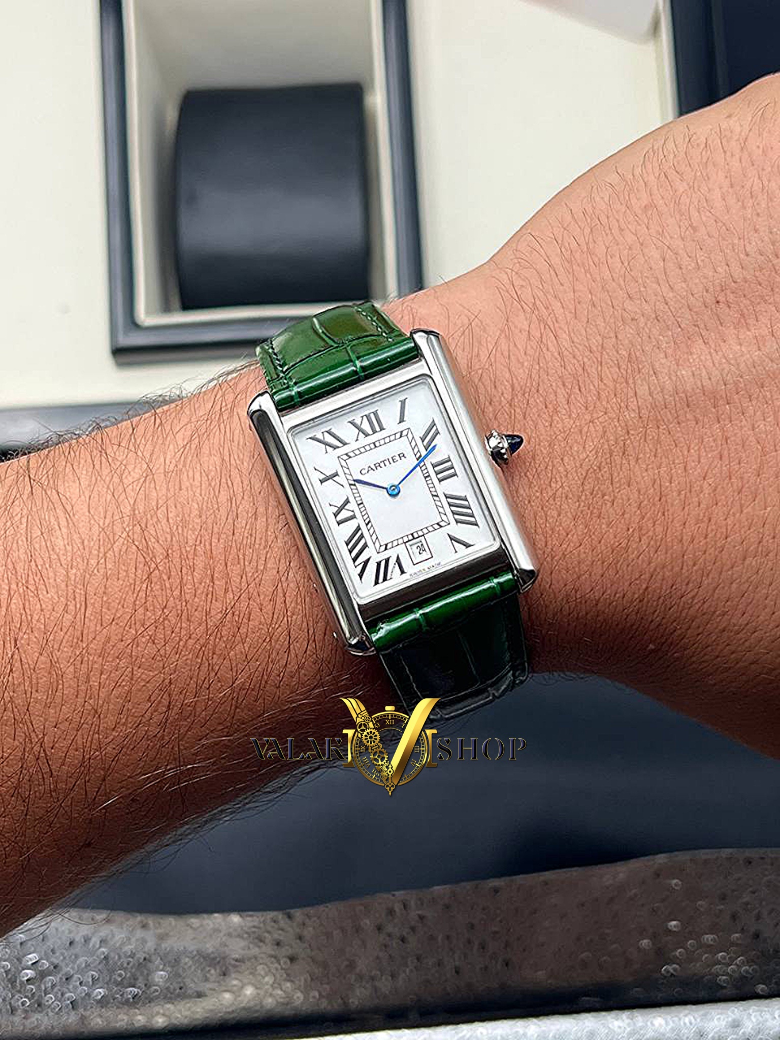 ساعت مردانه کارتیه تانک سبز Cartier Tank - Image 4